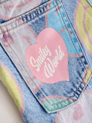 Mid Blue SmileyWorld® Print Wide Leg Jeans (3-16yrs)