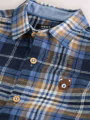 Blue Bear Check Long Sleeve Character Shirt (3mths-7yrs)