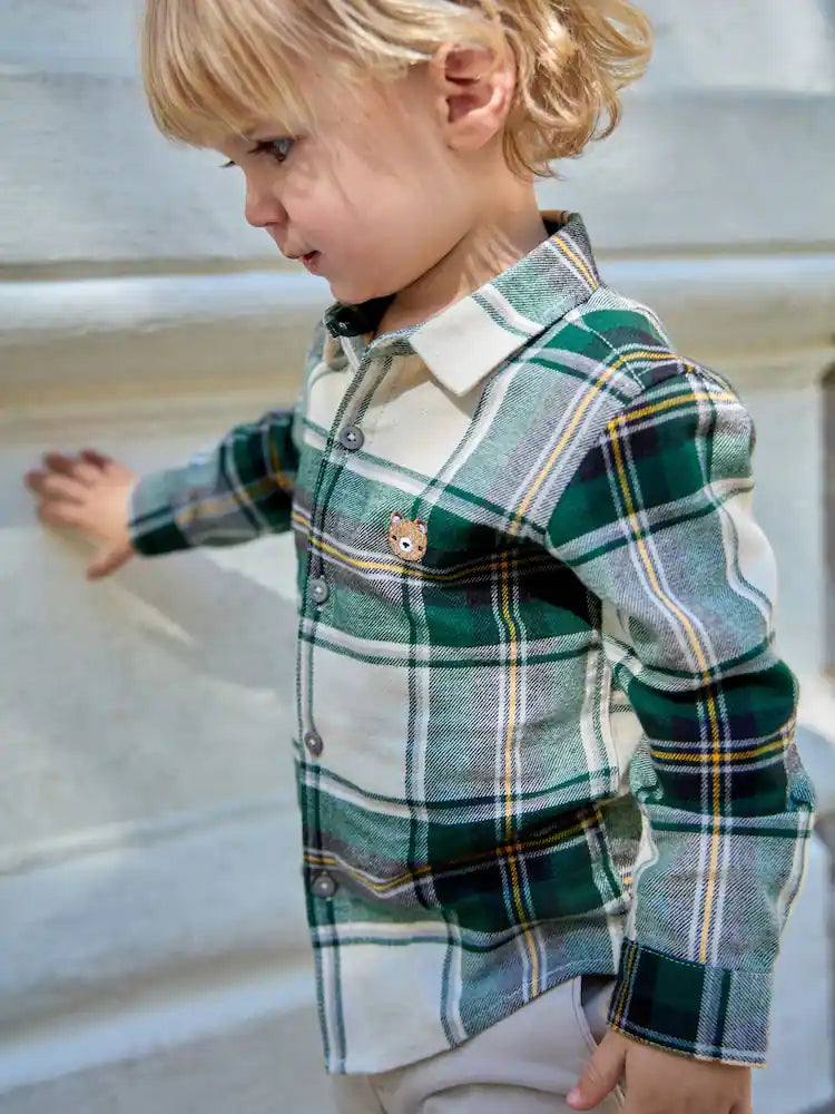 Green/Ecru Bear Long Sleeve Character Shirt (3mths-7yrs)
