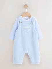 Blue Plain Cord Dungaree and Bodysuit Baby Set (0mths-2yrs)