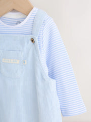 Blue Plain Cord Dungaree and Bodysuit Baby Set (0mths-2yrs)