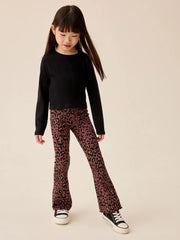Chocolate Brown Animal 1 Pack Rib Flare Leggings (3-16yrs)