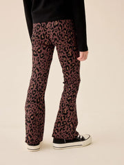 Chocolate Brown Animal 1 Pack Rib Flare Leggings (3-16yrs)