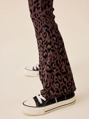 Chocolate Brown Animal 1 Pack Rib Flare Leggings (3-16yrs)