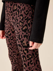 Chocolate Brown Animal 1 Pack Rib Flare Leggings (3-16yrs)