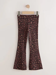 Chocolate Brown Animal 1 Pack Rib Flare Leggings (3-16yrs)