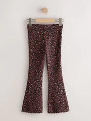 Chocolate Brown Animal 1 Pack Rib Flare Leggings (3-16yrs)