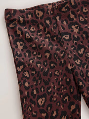 Chocolate Brown Animal 1 Pack Rib Flare Leggings (3-16yrs)