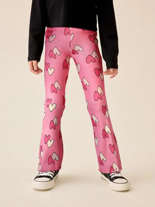 Pink Heart 1 Pack Rib Flare Leggings (3-16yrs)