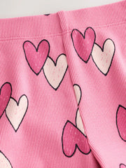 Pink Heart 1 Pack Rib Flare Leggings (3-16yrs)