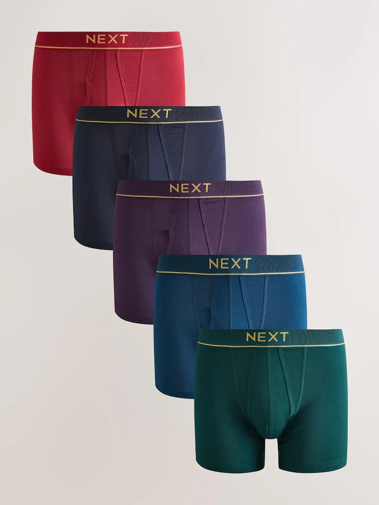 Red/Blue Rich 5 Pack A Front Cotton Rich Boxers
