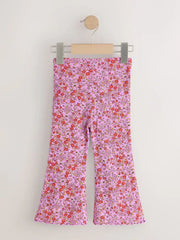 Purple Ditsy Floral Printed Ribbed Flare Leggings (3mths-7yrs)