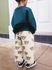 Ecru Cream Bear Pull On Wide Trousers (3mths-7yrs)