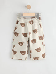 Ecru Cream Bear Pull On Wide Trousers (3mths-7yrs)