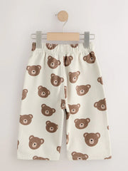 Ecru Cream Bear Pull On Wide Trousers (3mths-7yrs)