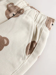 Ecru Cream Bear Pull On Wide Trousers (3mths-7yrs)