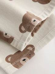 Ecru Cream Bear Pull On Wide Trousers (3mths-7yrs)