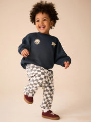 Black / White Checkerboard Pull On Wide Trousers (3mths-7yrs)