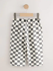 Black / White Checkerboard Pull On Wide Trousers (3mths-7yrs)