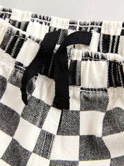 Black / White Checkerboard Pull On Wide Trousers (3mths-7yrs)