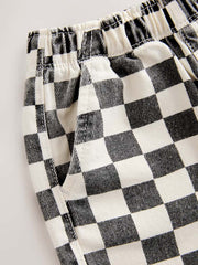 Black / White Checkerboard Pull On Wide Trousers (3mths-7yrs)