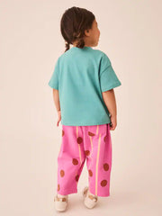 Green Cat Short Sleeve T-Shirt and Barrel Trousers Set (3mths-7yrs)