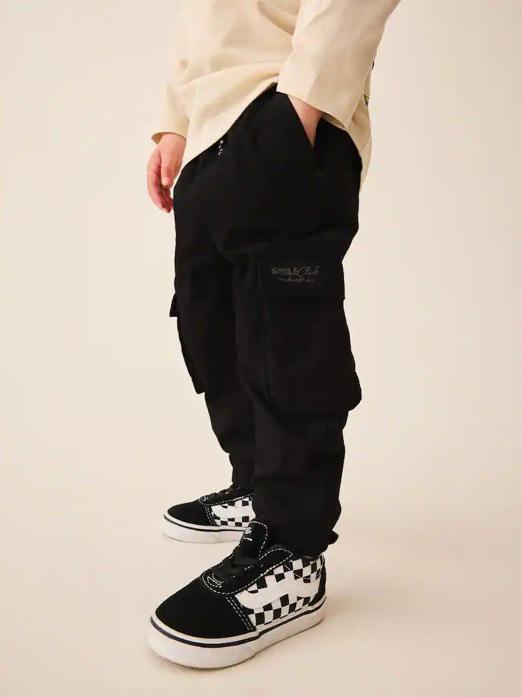 Black Lined Cargo Trousers (3mths-7yrs)