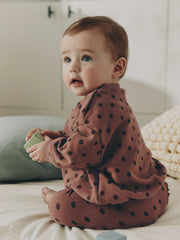 Chocolate Brown Spot Sweat Top and Leggings Set (0mths-2yrs)