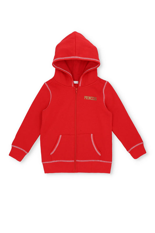 Girls Red Hoody Jacket And Bottom Set