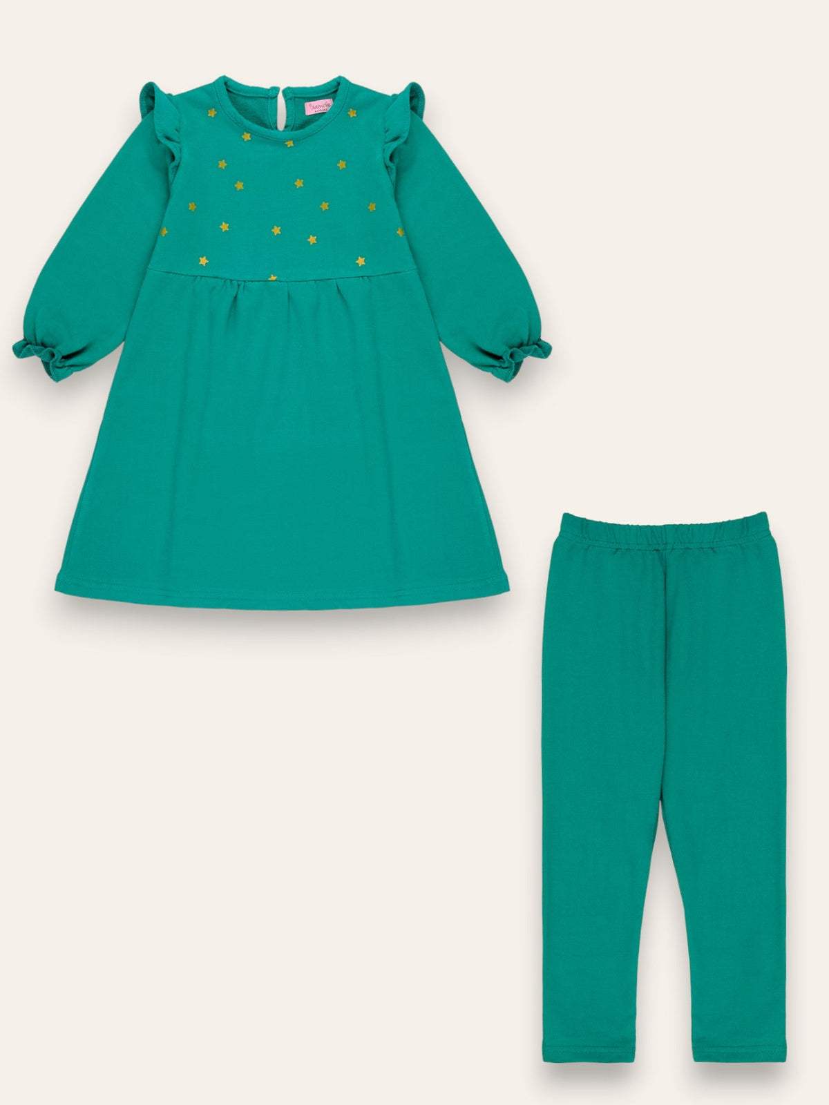 2 Pc Long Sleeves Girls Dress & Tights Set