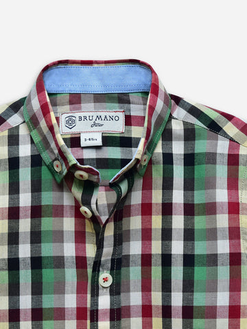 Green & Red Tartan Plaid Checkered Casual Shirt Brumano Pakistan