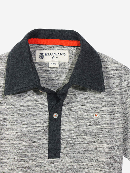 Grey Slub Pique Polo Brumano Junior Pakistan