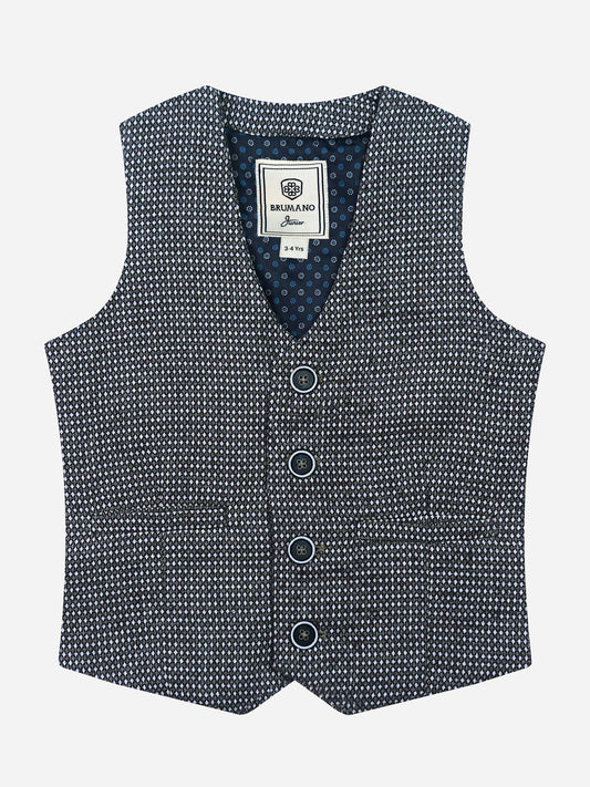 Grey Diamond Patterned Suit Vest With Bow Brumano Pakistan 