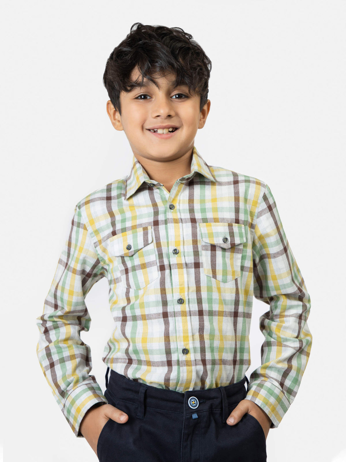 Grey Multi Color Corduroy Checked Casual Shirt Brumano Pakistan