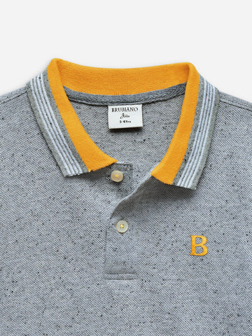 Grey Neppy Pique Polo With Yellow Collar Brumano Pakistan