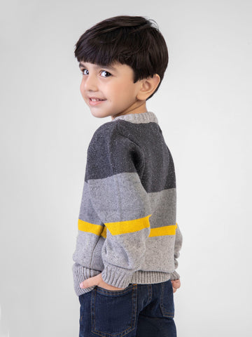 Grey & Yellow  Casual Crew Neck Jumper Brumano Pakistan