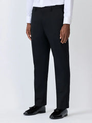 Black Regular Fit Smart Tuxedo Trousers With Velvet Side Tape Detail