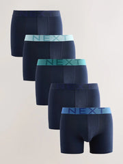 Navy Blue 5 Pack Cotton Rich Trunk Boxers
