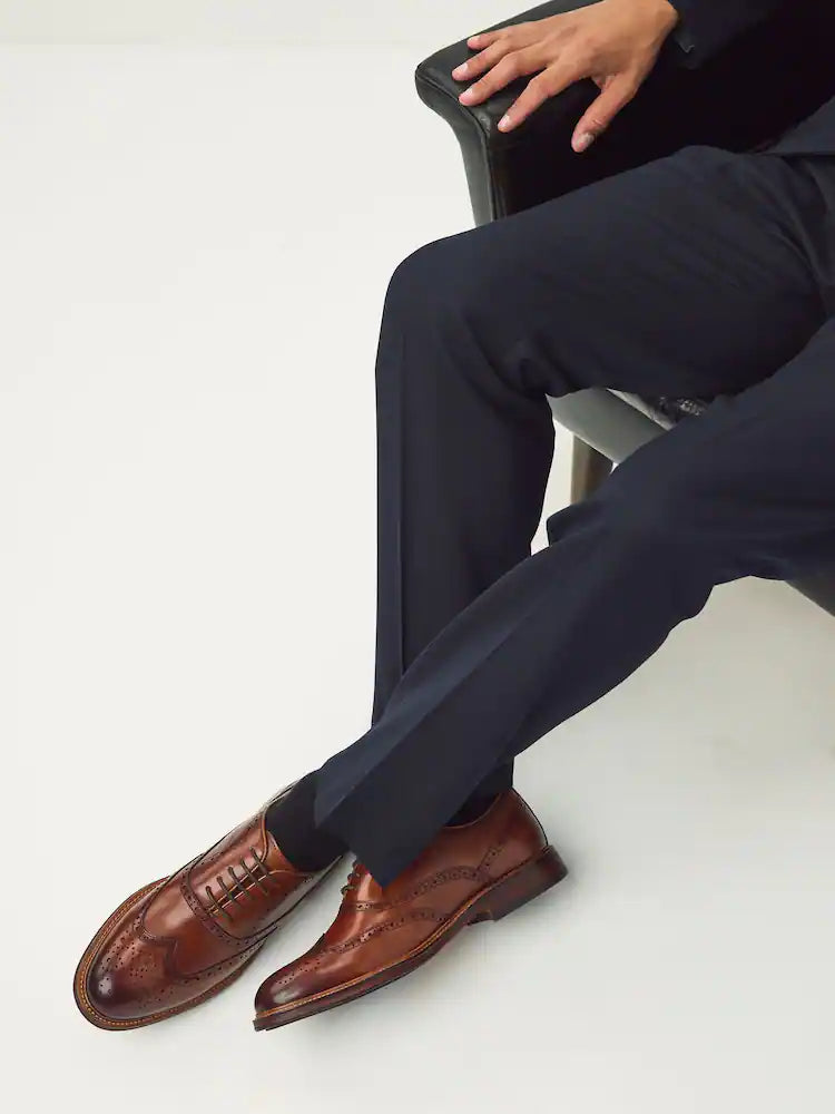 Tan Brown Oxford Wingcap Leather Shoes