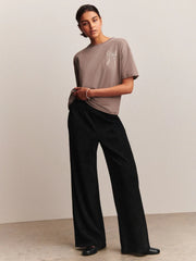 Black Wide Leg Soft Cord Trousers