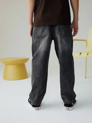 Washed Black Baggy Tapered Denim Jeans (3-16yrs)