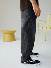 Washed Black Baggy Tapered Denim Jeans (3-16yrs)