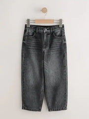 Washed Black Baggy Tapered Denim Jeans (3-16yrs)