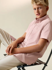 Pink Logo Short Sleeve Cotton Rich Oxford Shirt (3-16yrs)