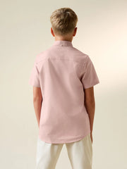 Pink Logo Short Sleeve Cotton Rich Oxford Shirt (3-16yrs)