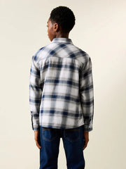 NEXT - Blue/Ecru Long Sleeve Cotton Check Shirt (3-16yrs)