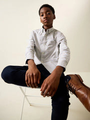 NEXT - Neutral Gingham Single Oxford Shirt (3-16yrs)