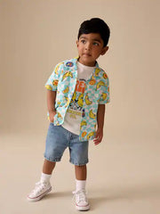 Blue/Yellow Banana All Over Short Sleeve Printed Shirt and T-Shirts Set (6mths-7yrs)