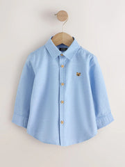Mid Blue Character Long Sleeve Oxford Shirt (3mths-7yrs)