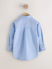 Mid Blue Character Long Sleeve Oxford Shirt (3mths-7yrs)